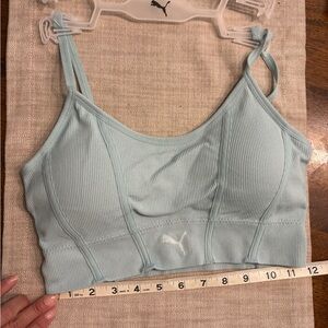 Puma Light Blue Ribbed Sports Bra Medium